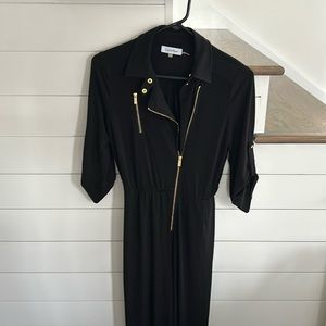 Calvin Klein one piece jumpsuit black size 2 with gold hardware